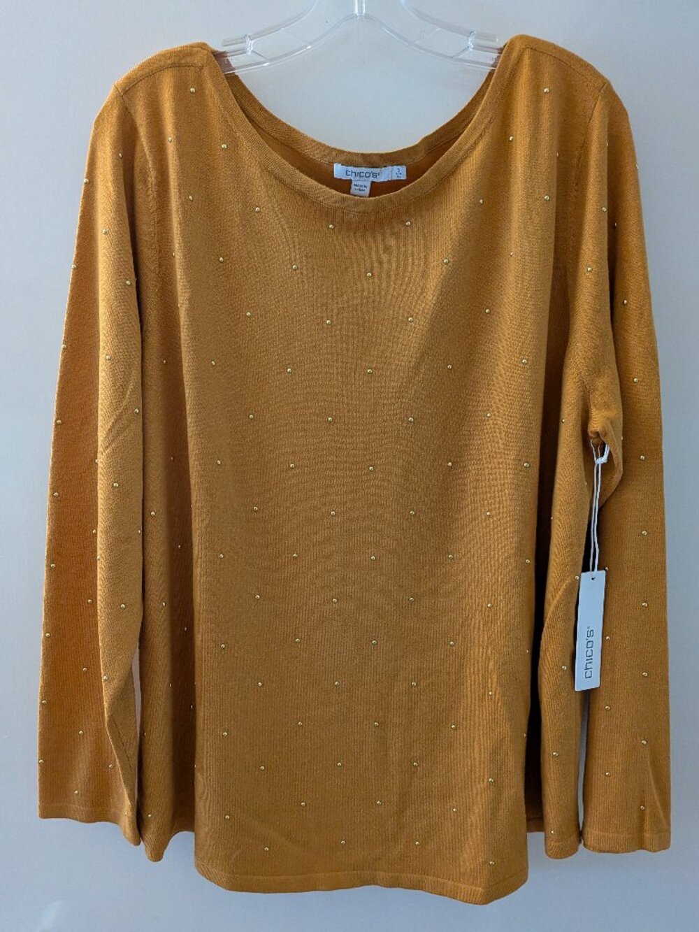 Chico's Studded LS top pullover Sz XL